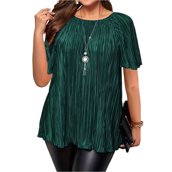Plus Size T-Shirts For Women Solid Color Round Neck Short Sleeve Loose Large Size Top Summer Dressy Casual Blouses Tops