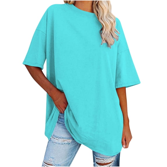 Plus Size T-Shirts for Women Solid Basic Tee Shirts Baggy Boho Dressy T Shirts Scooped Neck Tees Cap Sleeve Tunic Blouses Lounge Breathable Tees Running Cycling Workout Yoga Clothes