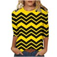 thumbnail image 1 of Plus Size T-Shirts Womens 3/4 Sleeve Polka Dots Print Crew Neck Graphic Tees Base Casual Summer Tops (S, Black|Wave), 1 of 6