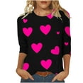 thumbnail image 1 of Plus Size T-Shirts Womens Valentines Day Tops Gradient Cute Heart Print Tee Trendy 3/4 Sleeve Gifts, 1 of 5