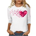 thumbnail image 1 of Plus Size T-Shirts Womens Valentines Day Tops Gradient Cute Heart Print Tee Trendy 3/4 Sleeve Gifts, 1 of 5