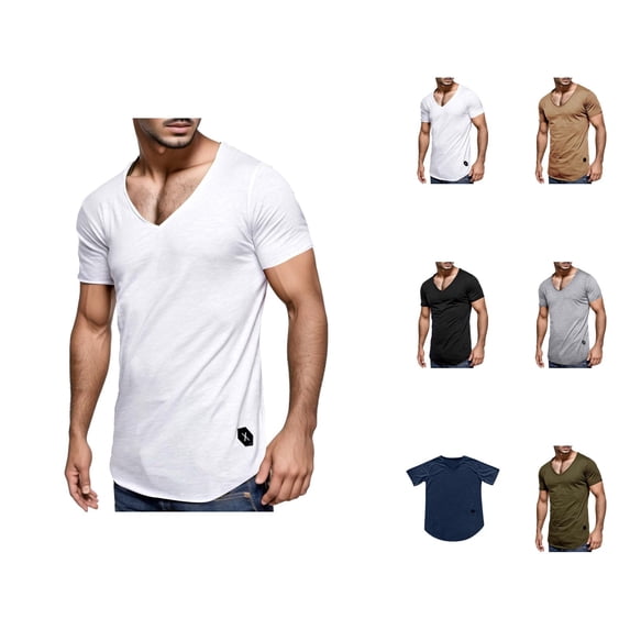 Plus Size T Shirts for Man Summer Casual Short Sleeve V Neck Tshirts Lightweight Breathable Athletic Workout Tees