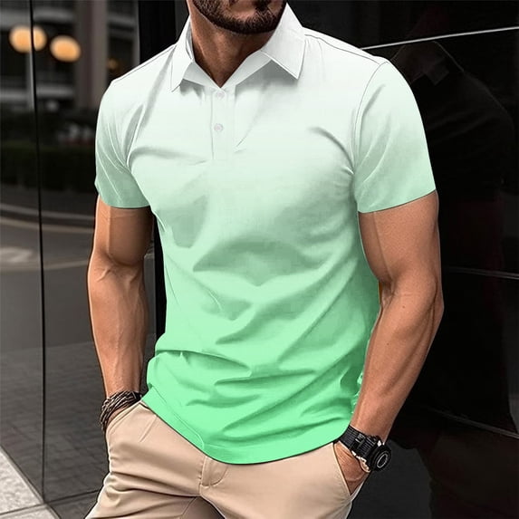 Plus Size T Shirts for Men Big & Tall M-4X Short Sleeve Tshirts Shirt Mens Pullover Gradient Printed Slim Button Collared Athletic Workout Tees Tops