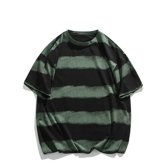 Plus Size T-Shirts for Men Big & Tall M-5X 2025 Short Sleeve Tshirts Shirts Mens Casual Stripe Printed Pullover Crewneck Tees Tops