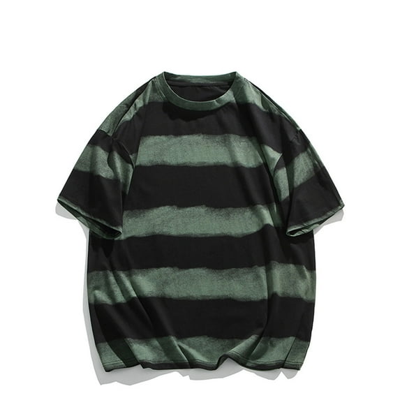 Plus Size T-Shirts for Men Big & Tall M-5X 2025 Short Sleeve Tshirts Shirts Mens Casual Stripe Printed Pullover Crewneck Tees Tops