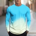 thumbnail image 1 of Plus Size T Shirts for Men Big & Tall S-4X Long Sleeve Crewneck Tshirts Shirt Pullover Gradient Printed Basic Breathable Athletic Workout Tees Tops, 1 of 5