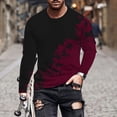 thumbnail image 1 of Plus Size T Shirts for Men Crewneck Big & Tall M-4X Long Sleeve Stretchy Slim Tees Tops Casual Color Block Basic Comfort Pullover T-Shirts, 1 of 5