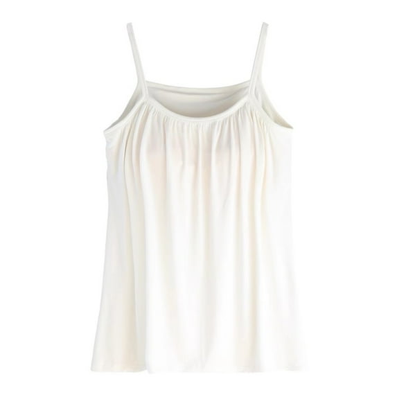 Plus Size Tank Tops For Women, Built In Bra Front Pleated Flowy Tank Tops U Neck Curved Hem Summer Casual Sleeveless Tops, XL-6XL