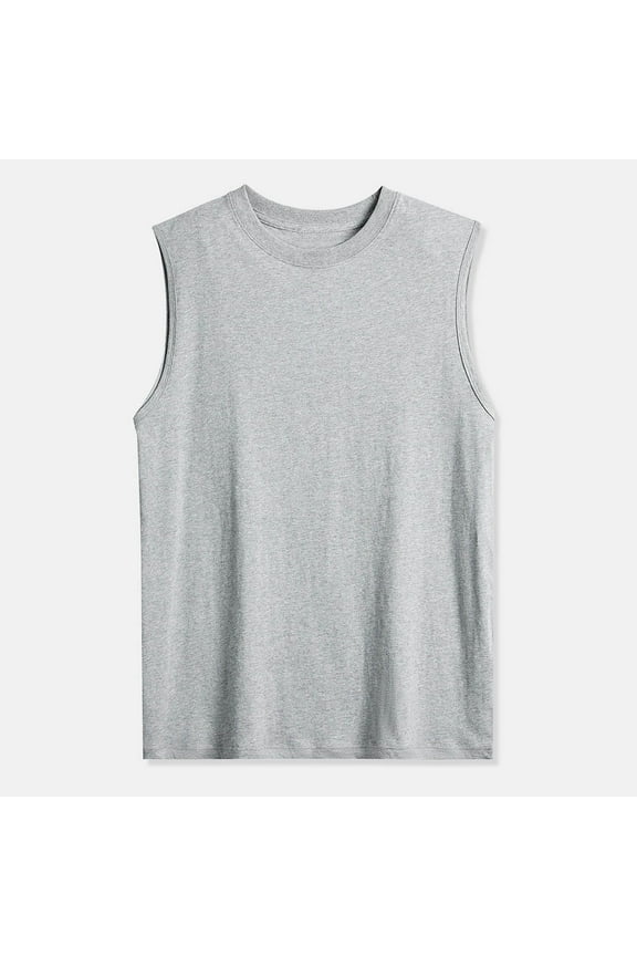 Plus Size Tank Tops for Men M-4X Sleeveless Crewneck Muscle Shirts Undershirts Mens Casual Solid Pullover Slim-Fit Basic Tees Tanks