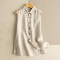 thumbnail image 1 of Plus Size Tank Tops for Women 2025 Casual Loose Sleeveless Lapel Neck Button Down Shirts Cotton Linen Flowy Tops, 1 of 8