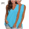 thumbnail image 1 of Plus Size Tank Tops for Women 2PC Sleeveless Round Neck Casual Solid Color Loose Blouses Blue XXXL, 1 of 5
