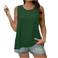thumbnail image 1 of Plus Size Tank Tops for Women Casual Flowy Crew Neck Sleeveless Shirts Summer Loose Solid Color Tops (4XL, Green), 1 of 7