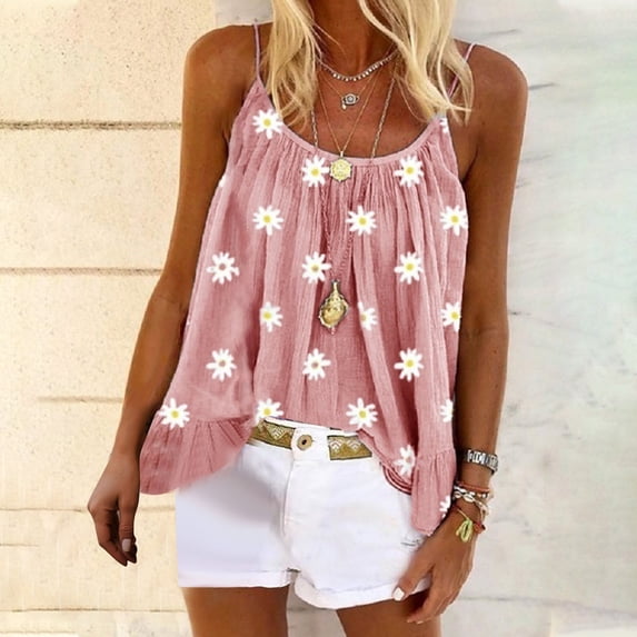 Plus Size Tank Tops for Women Fashion Summer Print Casual Sleeveless Round-Neck Vest Camis Blouse Tops Womens Tank Tops Loose Fit, Summer Sale!