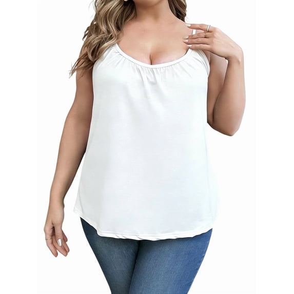 Plus Size Tank Tops for Women Loose Spaghetti Strap Tunic Blouses White S