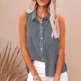 thumbnail image 1 of Plus Size Tank Tops for Women Sleeveless Lapel Tank Loose Solid Blouse T-shirt Dark Gray XXXXXL, 1 of 6