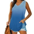 thumbnail image 1 of Plus Size Tank Tops for Women Sleeveless Print Tank-Neck Basic Casual Flowy Summer T-Shirt Blue XXL, 1 of 6