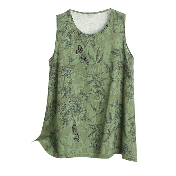 Plus Size Tank Tops for Women Sleeveless Round Neck Loose Fit Tshirts Tie-dye/Solid Casual Cozy Summer Tees 1X-5X (4XL, Green)