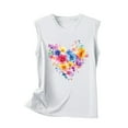 thumbnail image 1 of Plus Size Tank Tops for Women Sleeveless Round Neck Love Printed Regular Tank White 2XL, 1 of 3