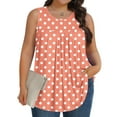 thumbnail image 1 of Plus Size Tank Tops for Women Sleeveless Round-Neck Pleats Round Dot Printed T-shirt Orange XXXXL, 1 of 6