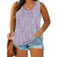 thumbnail image 1 of Plus Size Tank Tops for Women Sleeveless Round-Neck Plus Tunic Blouse Casual Loose Summer Tank Purple XXXXL, 1 of 5