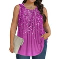 thumbnail image 1 of Plus Size Tank Tops for Women Sleeveless Round-Neck Printed Casual T-shirt Purple XXXXXL, 1 of 6