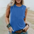 thumbnail image 1 of Plus Size Tank Tops for Women Sleeveless Round Neck Solid Color Shirt Casual Tank Blue XXXL, 1 of 6