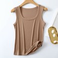 thumbnail image 1 of Plus Size Tank Tops for Women Sleeveless Solid Color Square Neck Tank Home Top Thin Bottoming Shirt Khaki 2XL, 1 of 6