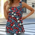 thumbnail image 1 of Plus Size Tank Tops for Women Sleeveless Square Collar Floral Print Casual Loose T-shirt Red XXXL, 1 of 5