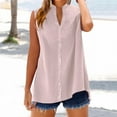 thumbnail image 1 of Plus Size Tank Tops for Women Sleeveless V-Neck Cotton Linen Solid Casual Summer Casual Tank Pink XXXL, 1 of 6