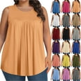 thumbnail image 1 of Plus Size Tank Tops for Women Solid Color Sleeveless Crew Neck Plication T Shirts Summer Tops Casual Tees Loose Fit Shirts Solid color Wrinkle Blouse, 1 of 7