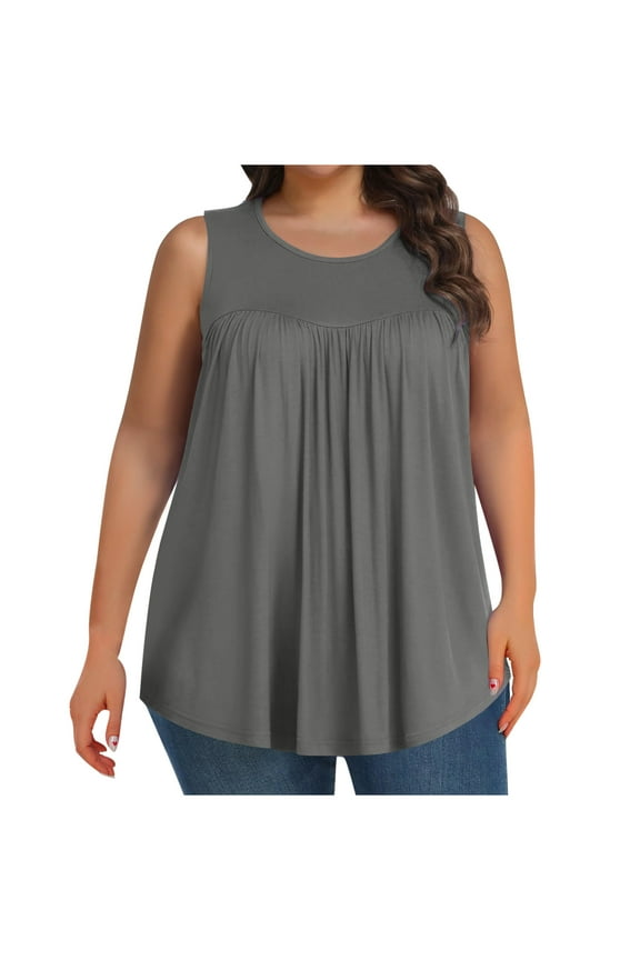 Plus Size Tank Tops for Women Summer Blouses Tunic Sleeveless Dressy Casual Loose Shirts 1X-5X