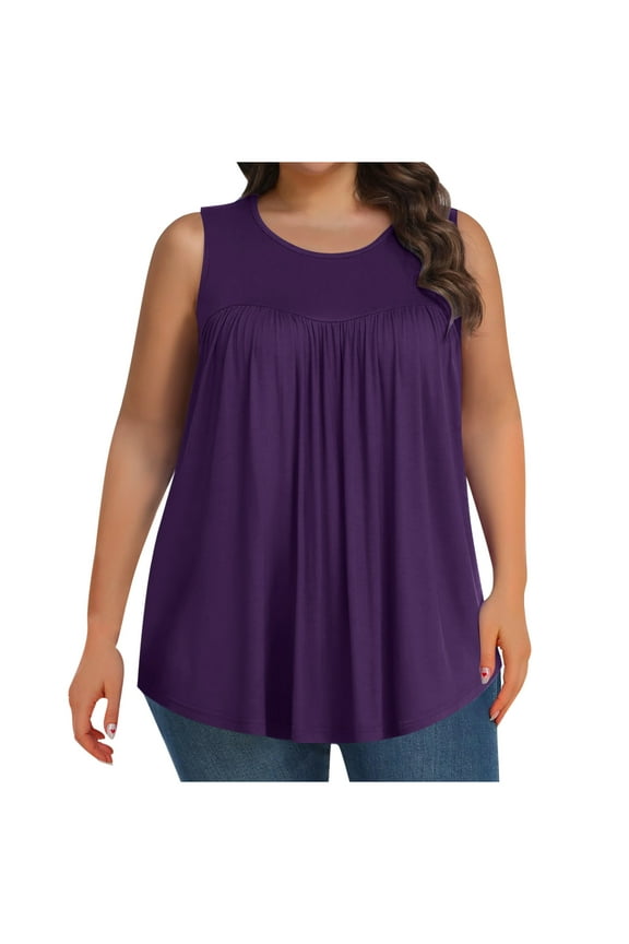 Plus Size Tank Tops for Women Summer Blouses Tunic Sleeveless Dressy Casual Loose Shirts 1X-5X
