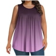 thumbnail image 1 of Plus Size Tank Tops for Women Summer Floral Printed Crew Neck Pleated Sleeveless Shirts Flowy Casual Loose Blouses (3XL, Wine 1), 1 of 6