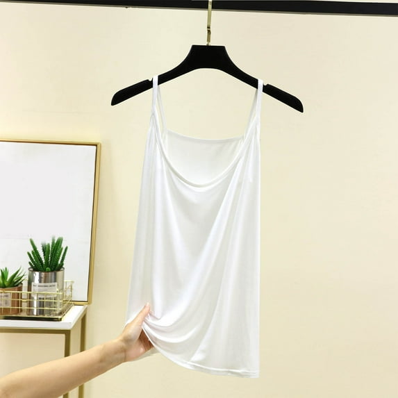 Plus Size Tank Tops for Women Summer Oversize Vest Sleeveless Loose Tee Blouses White M