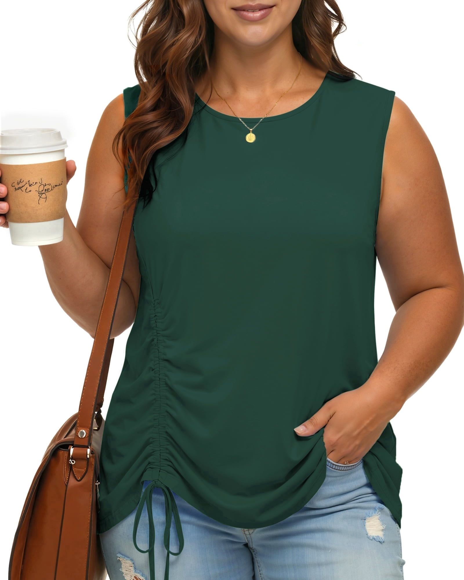 Oryer Plus Size Tank Tops for Women, Round Neck Sleeveless Casual ...