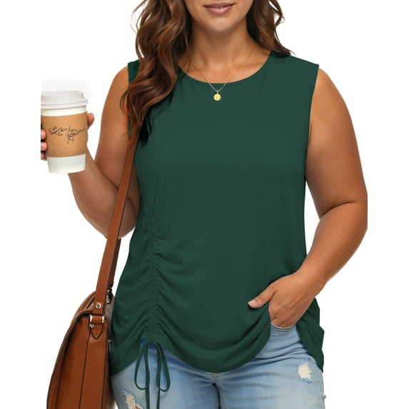 Oryer Plus Size Tank Tops for Women, Round Neck Sleeveless Casual Womens Blouse Trendy Tunic Summer Shirts for Women 1X-5X