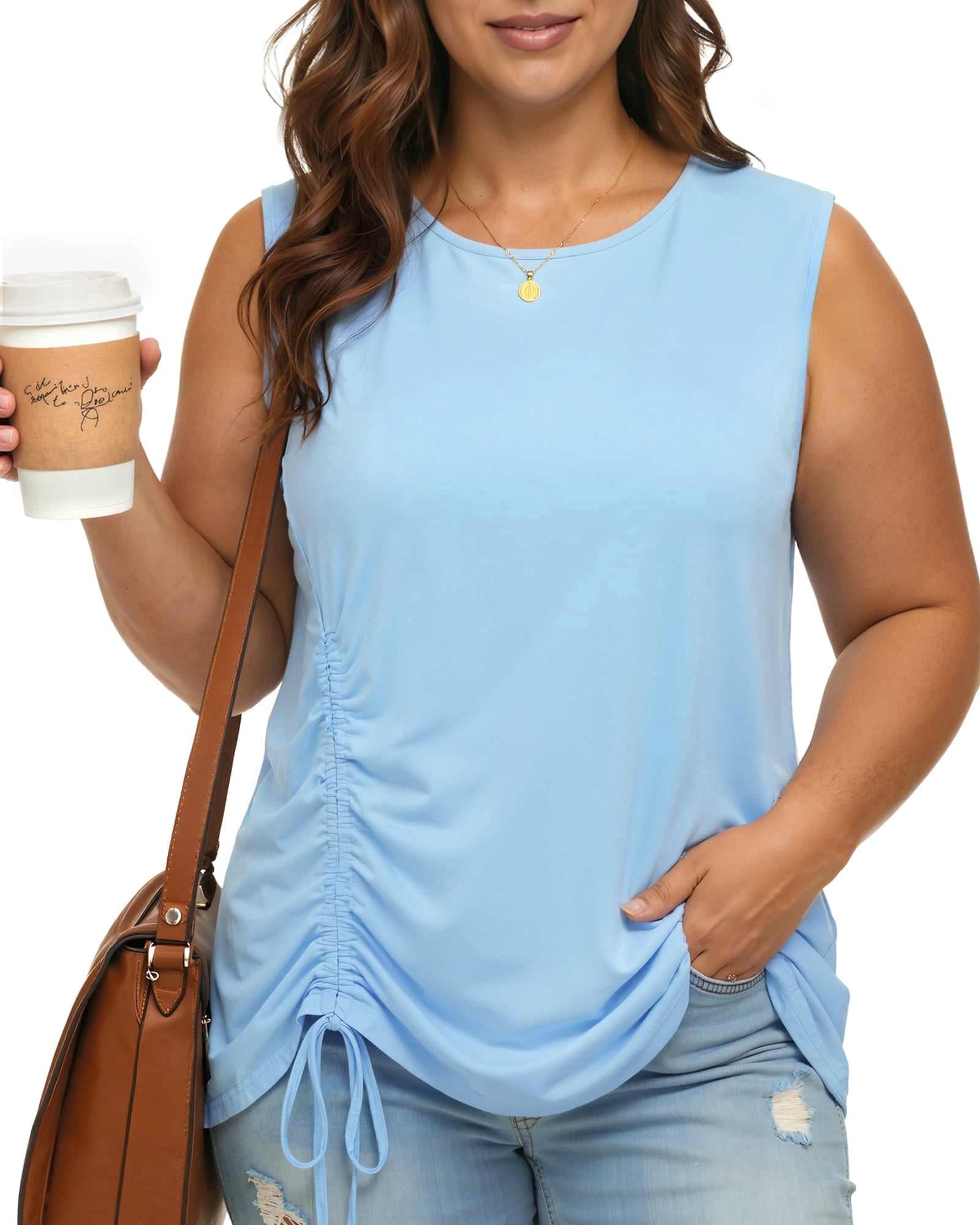 Oryer Plus Size Tank Tops for Women, Round Neck Sleeveless Casual ...