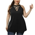 thumbnail image 1 of Plus Size Tank Tops for Women Trendy Crewneck Hollow out Sleeveless Shirts Casual Loose Comfy Summer Blouses Tee, 1 of 5
