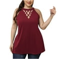 thumbnail image 1 of Plus Size Tank Tops for Women Trendy Crewneck Hollow out Sleeveless Shirts Casual Loose Comfy Summer Blouses Tee, 1 of 6