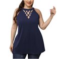 thumbnail image 1 of Plus Size Tank Tops for Women Trendy Crewneck Hollow out Sleeveless Shirts Casual Loose Comfy Summer Blouses Tee, 1 of 5