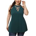 thumbnail image 1 of Plus Size Tank Tops for Women Trendy Crewneck Hollow out Sleeveless Shirts Casual Loose Comfy Summer Blouses Tee, 1 of 7