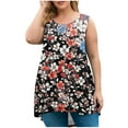 thumbnail image 1 of Plus Size Tank Tops for Women Trendy Floral Print Flowy Crew Neck Sleeveless Shirts Summer Casual Loose Tops (XL, Wine), 1 of 5