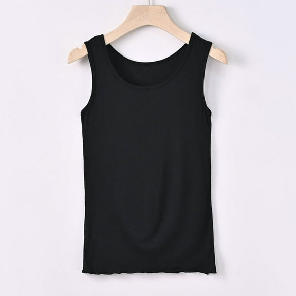 Plus Size Tank Tops for Women under $3 Sleeveless Solid Color Round Neck Casual Tank Top Black XL