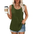 thumbnail image 1 of Plus Size Tank Tops for Women under $5 Sleeveless Round Neck Plus Solid Color Casual Tee Tank Army Green 5XL, 1 of 6