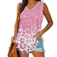 thumbnail image 1 of Plus Size Tank Tops for Women under $5 Sleeveless V-Neck Basic Casual Flowy Summer T-Shirt Pink S, 1 of 5