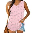 thumbnail image 1 of Plus Size Tank Tops for Women under $5 V-Neck Basic Casual Flowy Summer Sleeveless Print Tank T-Shirt Pink XL, 1 of 5