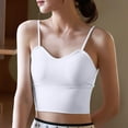 thumbnail image 1 of Plus Size Tank Tops for Women with Bra Pads V-neck Underneath Solid Color Base Chest Wrapped Camisole White M, 1 of 4