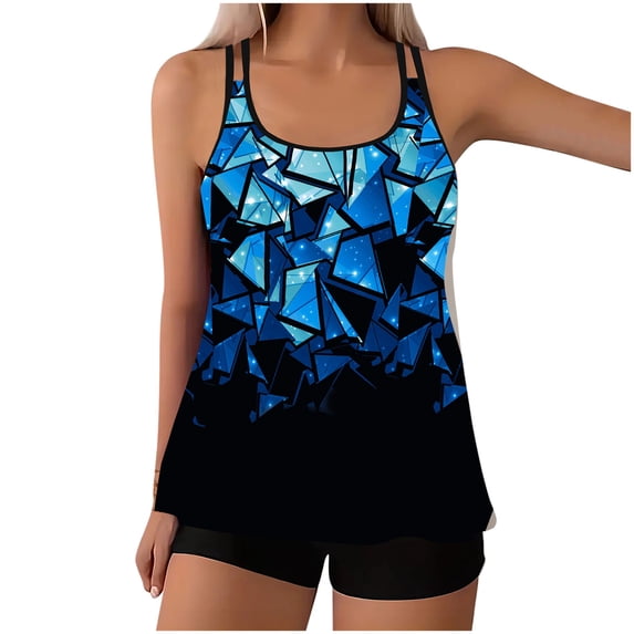 Plus Size Tankini Swimsuit For Women Crew Neck T Shirts High Waist Shorts Casual Stretchy 2 Piece Bathing Suit (4XL, Black)