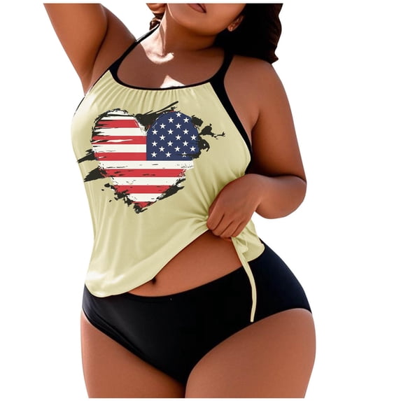 Plus Size Tankini Swimsuit for Women Two Piece Bathing Suit Drawstring Swim Top with Bottom Women Beach Fashion Swimwear