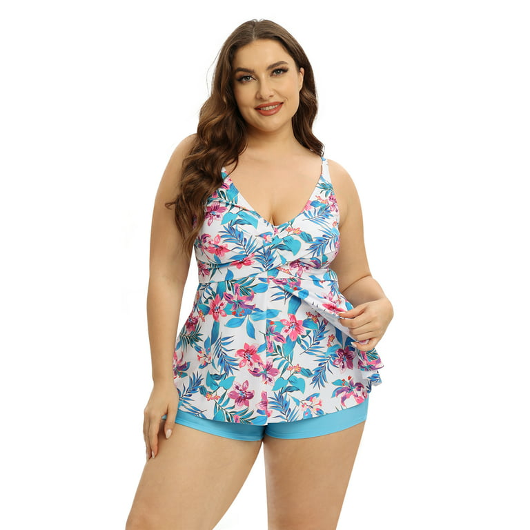 Holipick Plus Size Tankini Swimsuits for Women Two Piece Tummy Control  Bathing Suits Flowy Tankini Top with Shorts : : Clothing, Shoes 